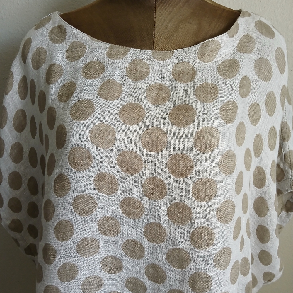 Flax White and Tan Polka Dot Blouse - Picture 10 of 16